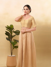 Vamas Flexible Side Stretch Comfort Fit Tafetta Silk Blouse