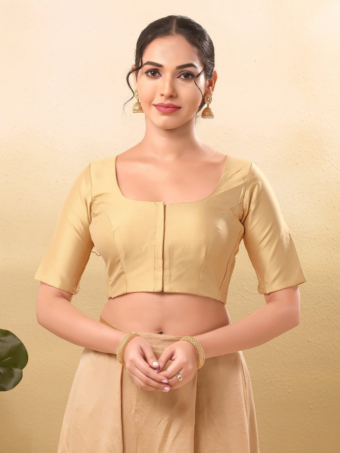 Vamas Flexible Side Stretch Comfort Fit Tafetta Silk Blouse