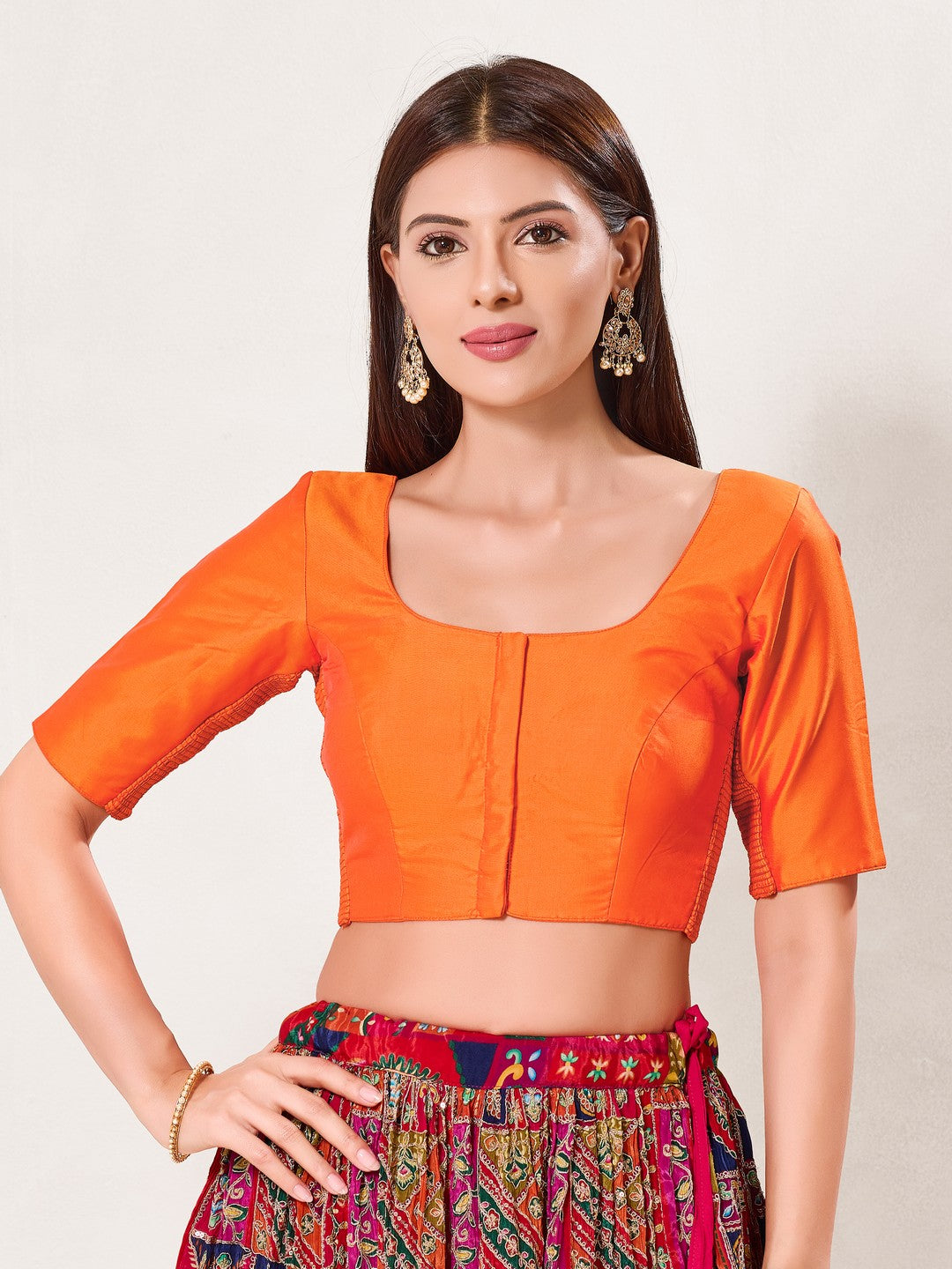 Vamas Flexible Side Stretch Comfort Fit Tafetta Silk Blouse