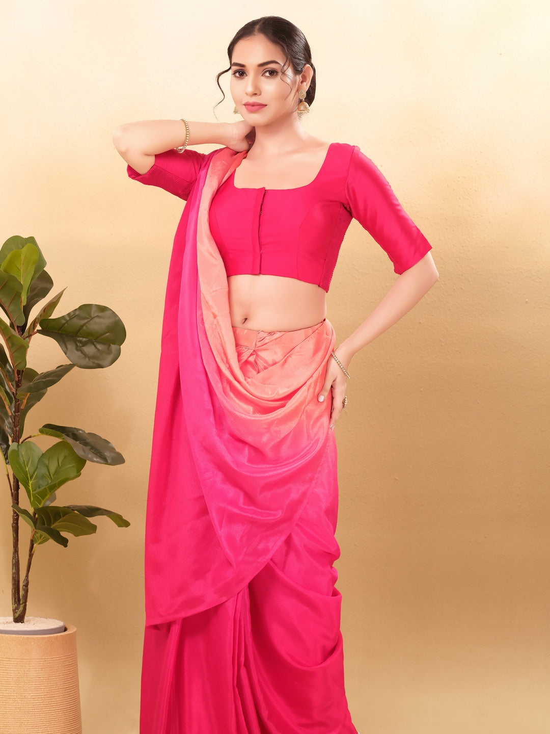 Vamas Flexible Side Stretch Comfort Fit Tafetta Silk Blouse