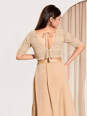 Shifli V Neck Elbow Sleeves Blouse