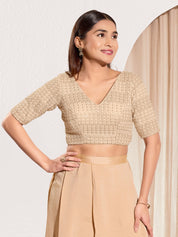 Shifli V Neck Elbow Sleeves Blouse