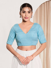 Shifli V Neck Elbow Sleeves Blouse