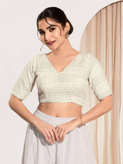 Shifli V Neck Elbow Sleeves Blouse