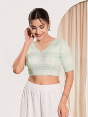 Shifli V Neck Elbow Sleeves Blouse