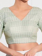 Shifli V Neck Elbow Sleeves Blouse