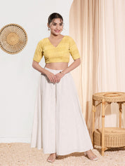 Shifli V Neck Elbow Sleeves Blouse