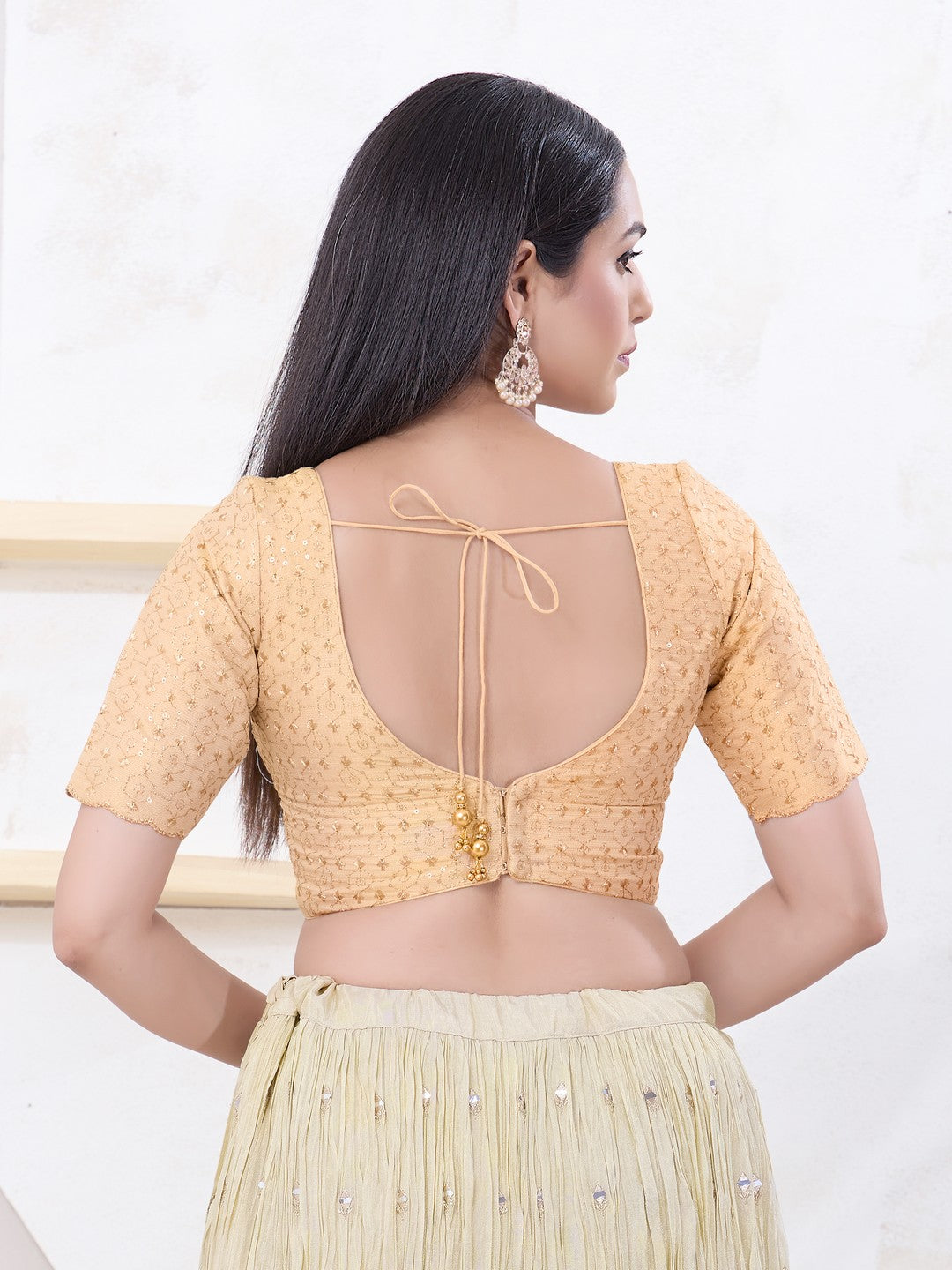 Metallic Tissue Sequence Embroidery Blouse