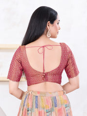 Metallic Tissue Sequence Embroidery Blouse