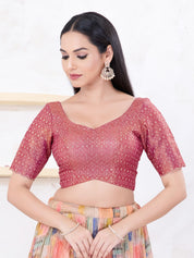 Metallic Tissue Sequence Embroidery Blouse