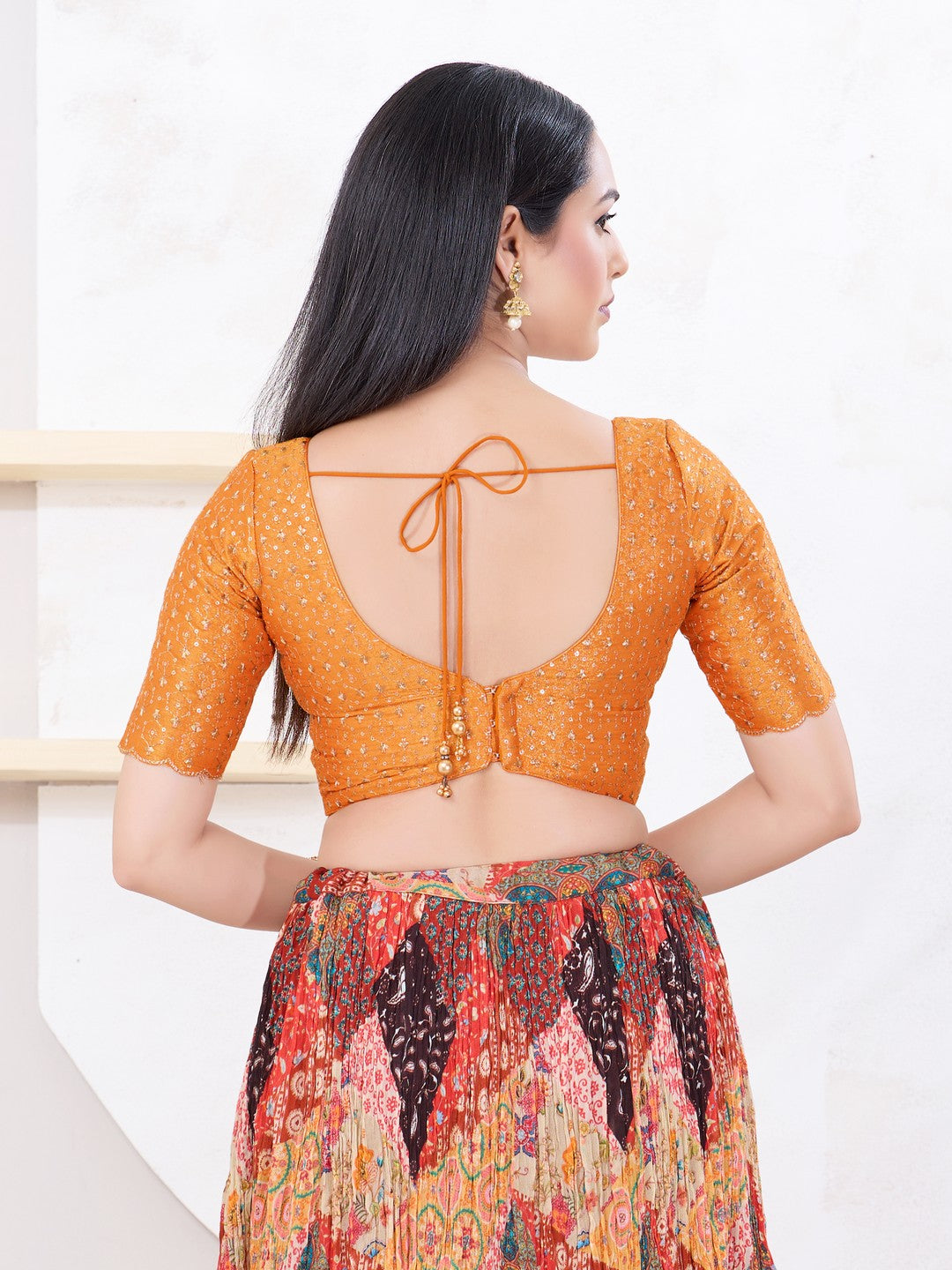 Metallic Tissue Sequence Embroidery Blouse