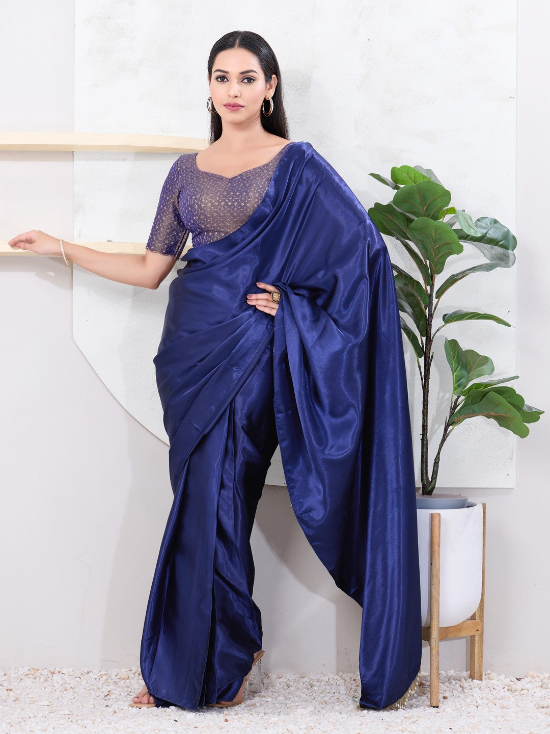 Metallic Tissue Sequence Embroidery Blouse