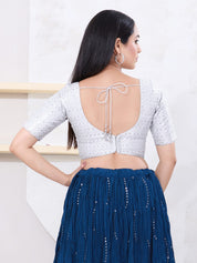 Metallic Tissue Sequence Embroidery Blouse