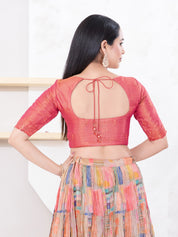 Metallic Tissue Scallop Embroidery Sleeves Blouse