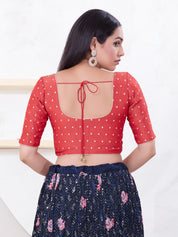 Tissue Burri Round Neck Piping Blouse