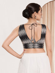 Ikat Cotton Yoke Sleeveless Blouse