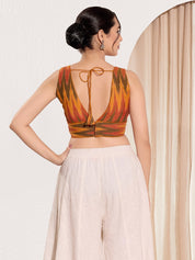 Ikat Cotton Yoke Sleeveless Blouse