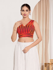 Ikat Cotton Yoke Sleeveless Blouse