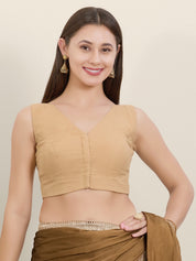 Plain Cotton Solid High Neck Blouse