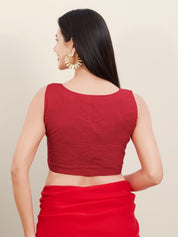 Plain Cotton Solid High Neck Blouse