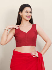 Plain Cotton Solid High Neck Blouse