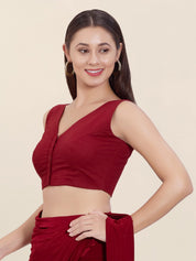 Plain Cotton Solid High Neck Blouse