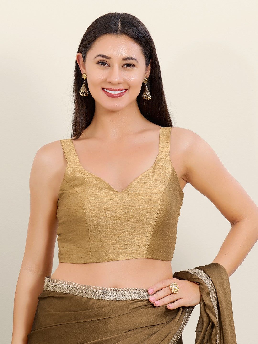 Dupion Silk Plain Spegetti Blouse