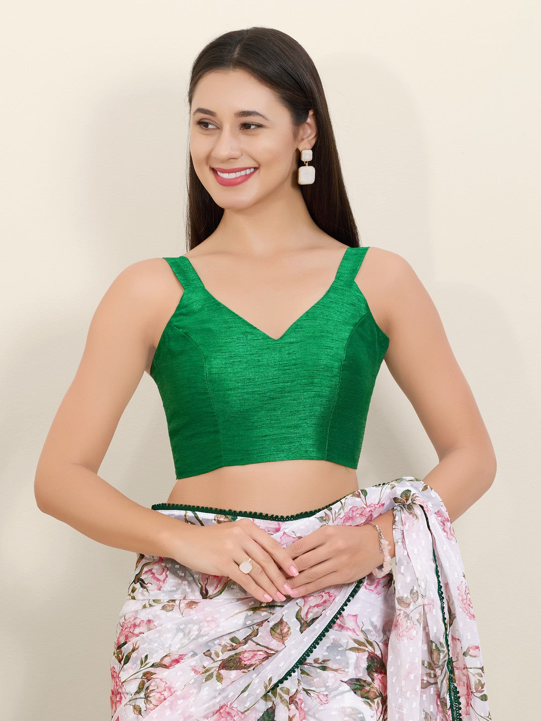 Dupion Silk Plain Spegetti Blouse