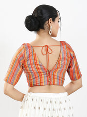 Stripe Brocade V Neck Blouse