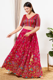 Stripe Brocade V Neck Blouse