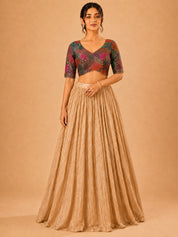 Multi Weaved Jaquard V Neck Blouse
