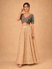 Multi Weaved Jaquard V Neck Blouse