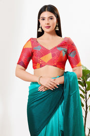 Multi Weaved Jaquard V Neck Blouse