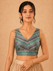 Brocade Multi Matching Lines Blouse