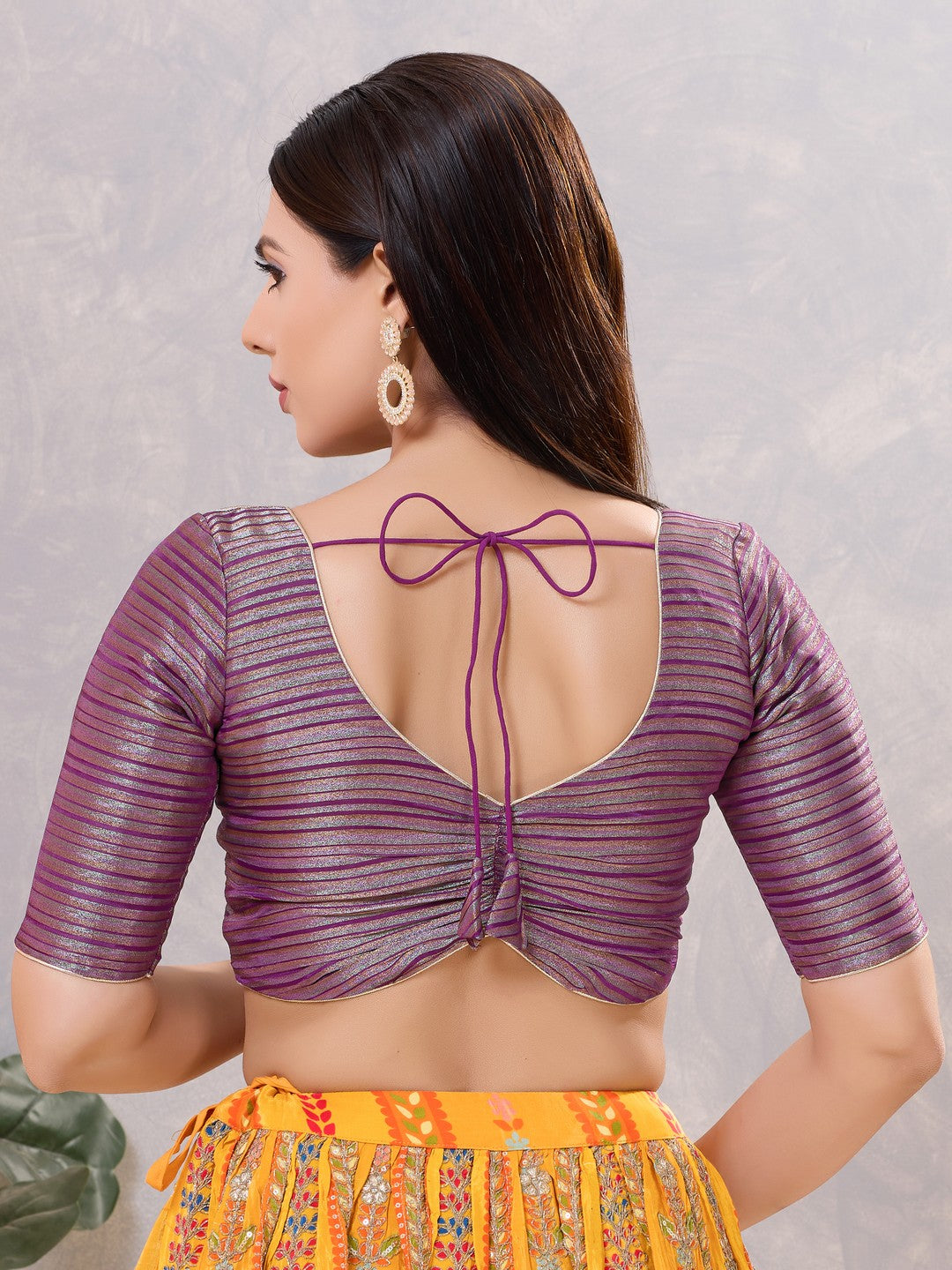 Tissue Striped Paan Neck Blouse