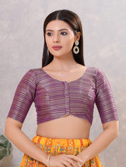 Tissue Striped Paan Neck Blouse