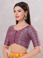 Tissue Striped Paan Neck Blouse