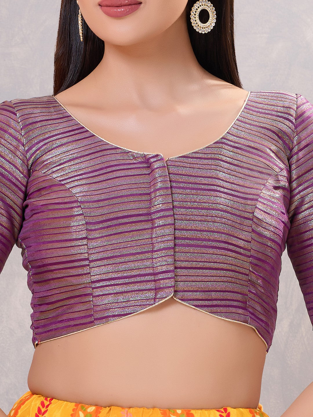 Tissue Striped Paan Neck Blouse