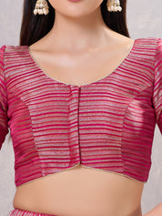 Tissue Striped Paan Neck Blouse