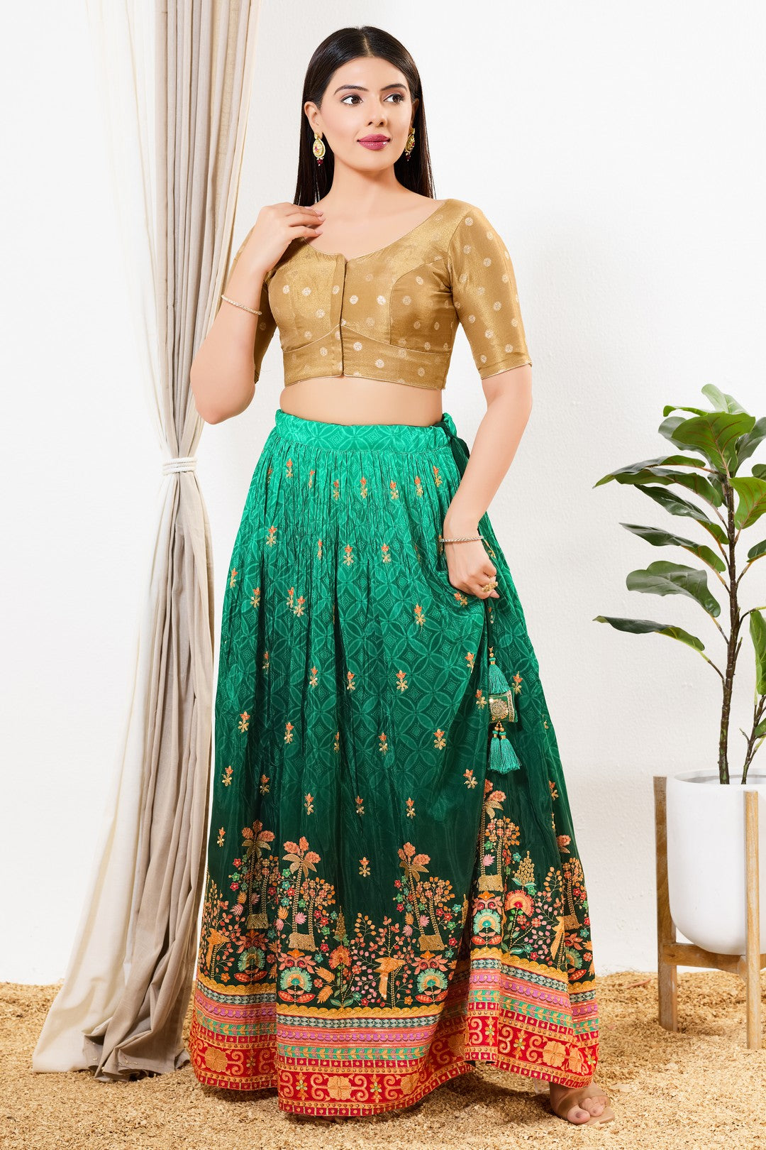 Tissue Vbutti Yoke Front Open Blouse