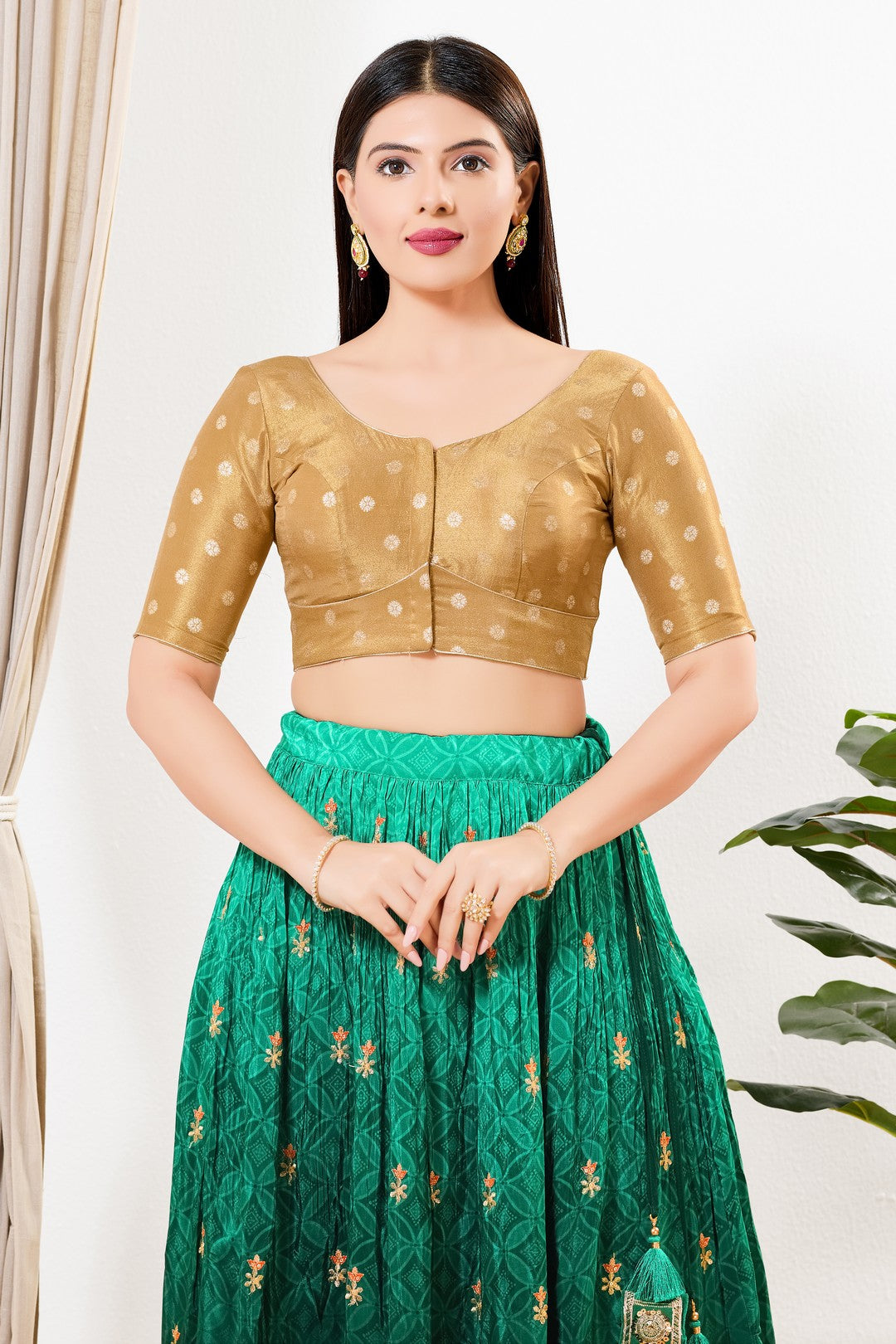 Tissue Vbutti Yoke Front Open Blouse