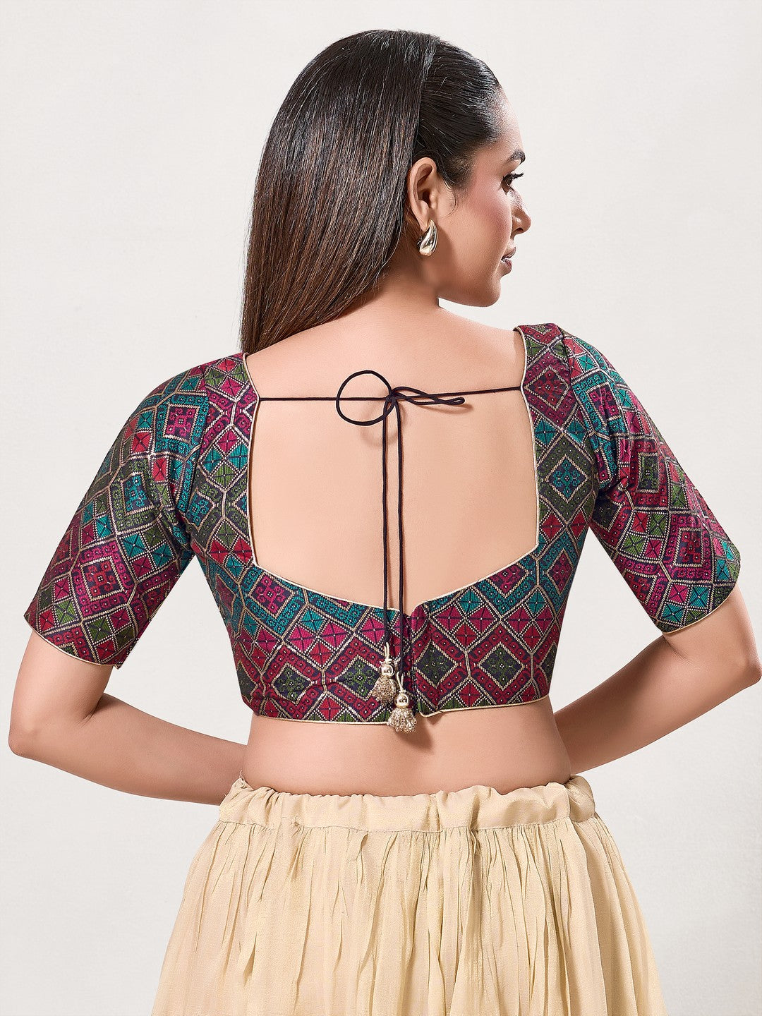 Diamond Brocade Multi Sweetheart Neck Blouse