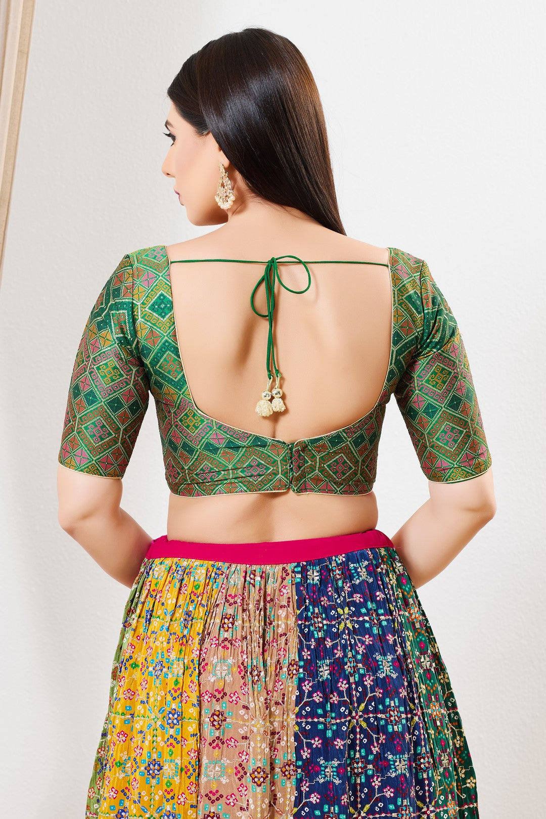 Diamond Brocade Multi Sweetheart Neck Blouse