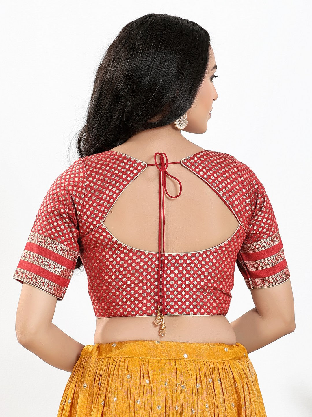 Border Sleeves Brocade Butti Blouse