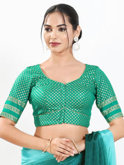 Border Sleeves Brocade Butti Blouse