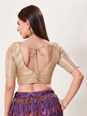 Overlap Pattern Brocade Yoke Blouse