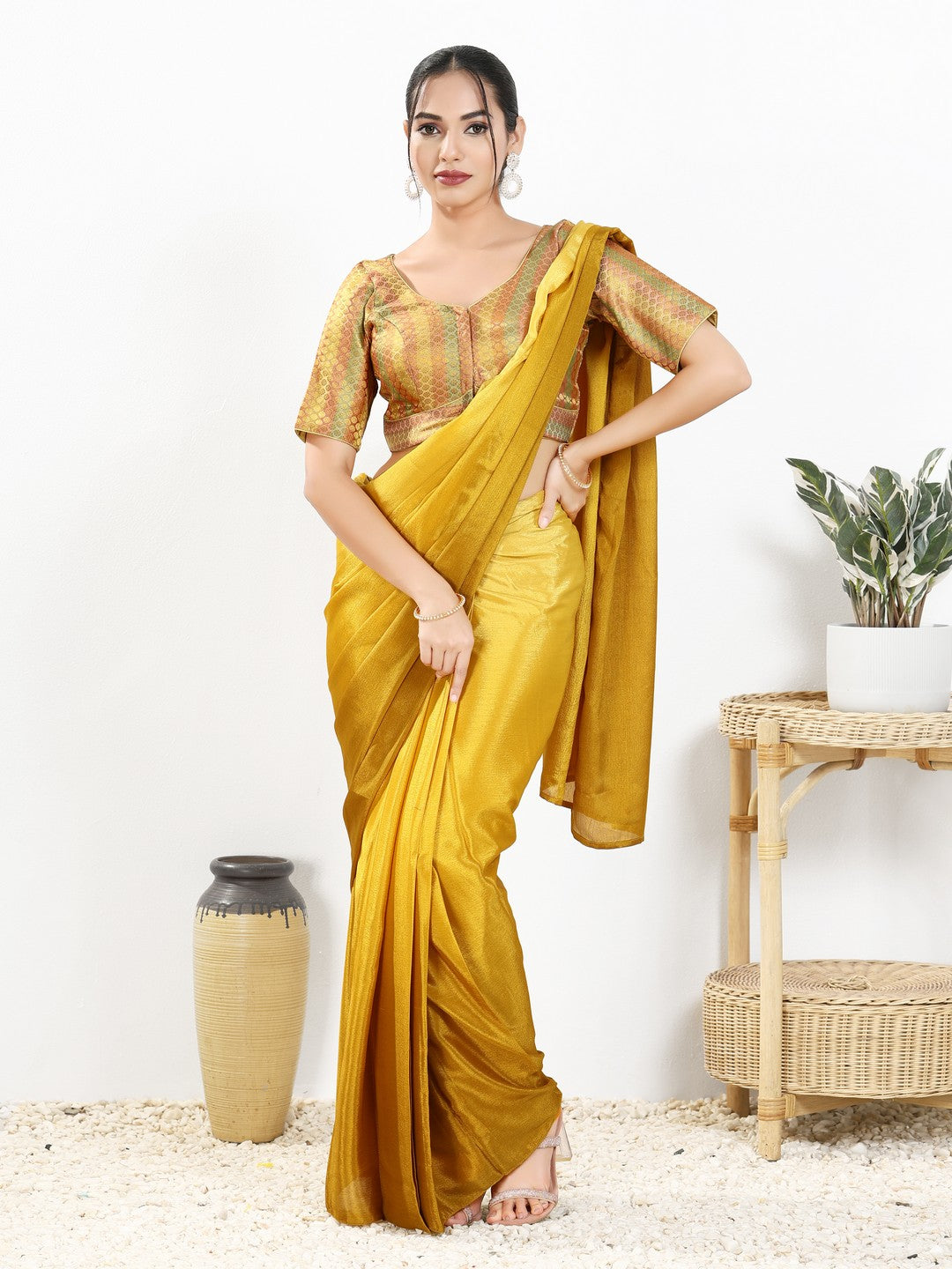 Multi Brocade Butti With Yoke Blouse