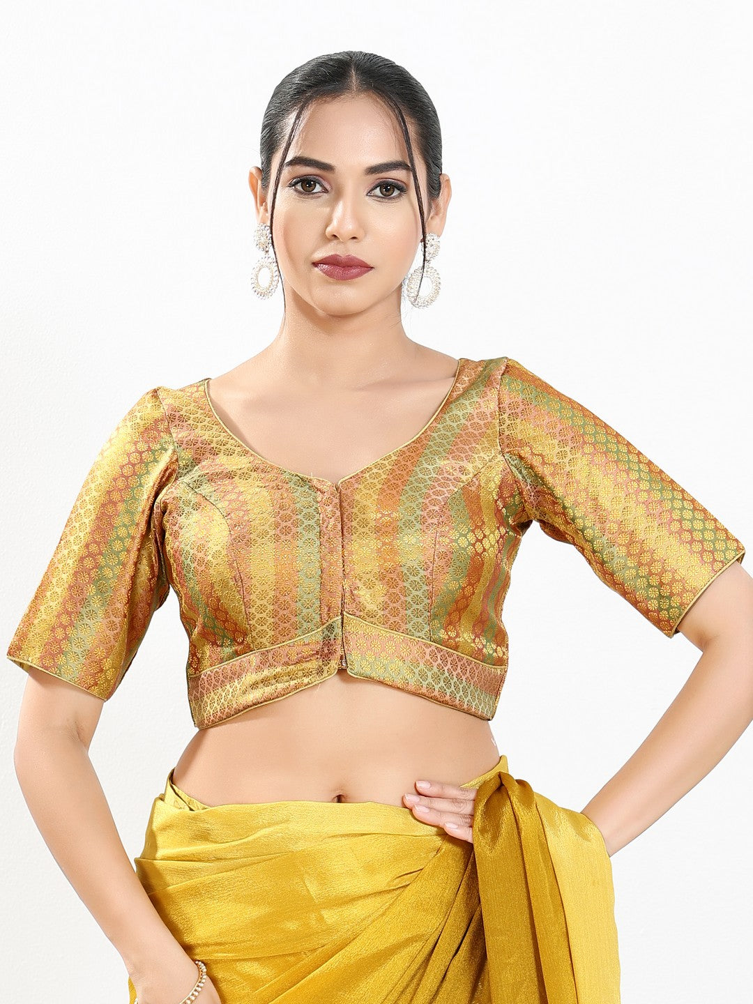 Multi Brocade Butti With Yoke Blouse
