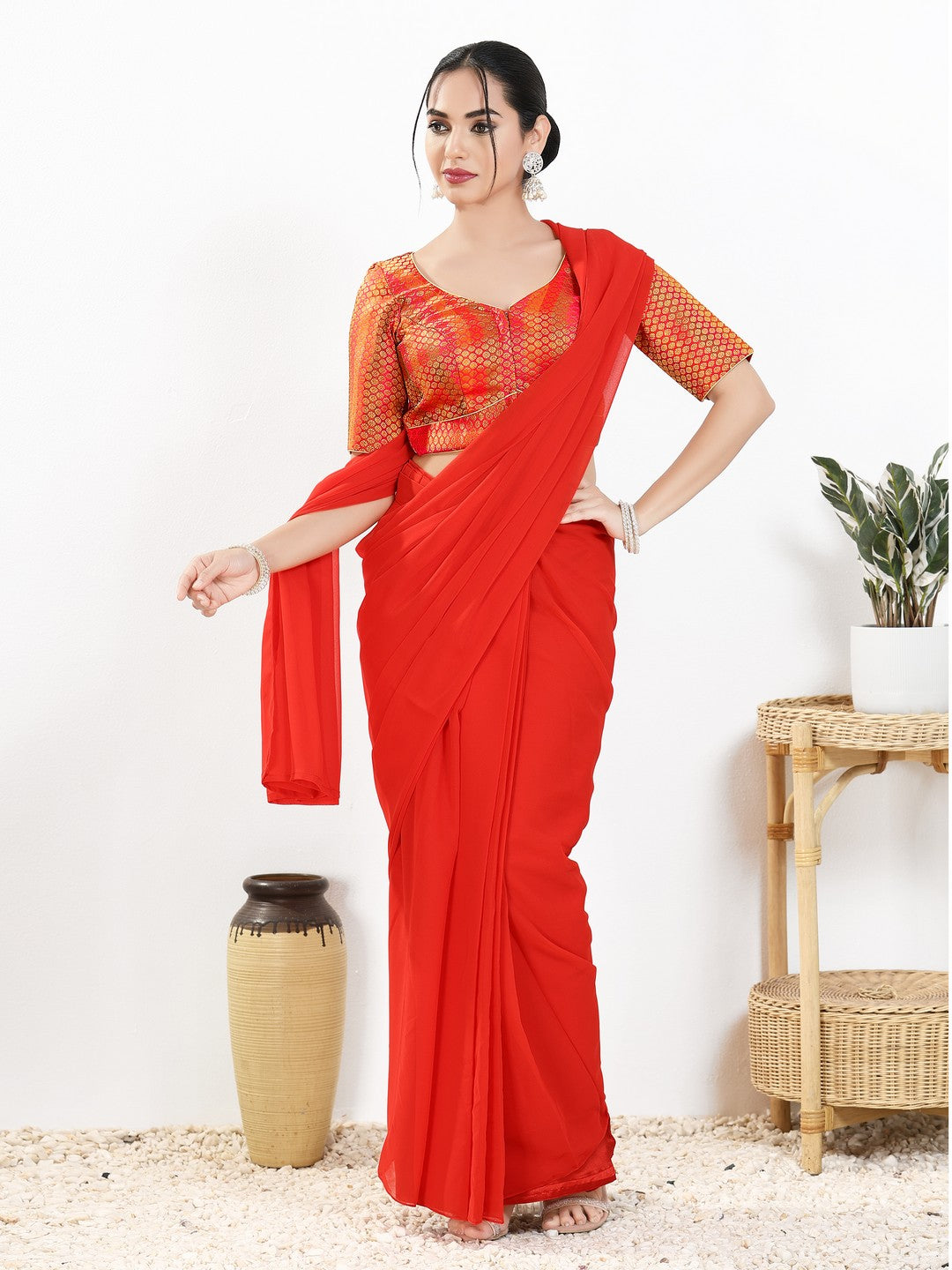 Multi Brocade Butti With Yoke Blouse