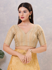 Copper Zari Lines V Neck Blouse